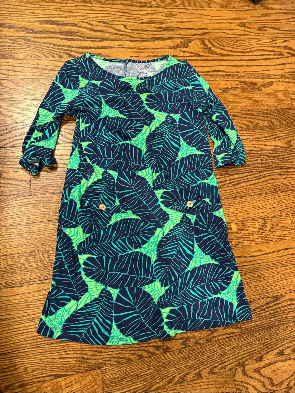Lilly Pulitzer Girls' Navy & Bright Green Leaf-Print Dress